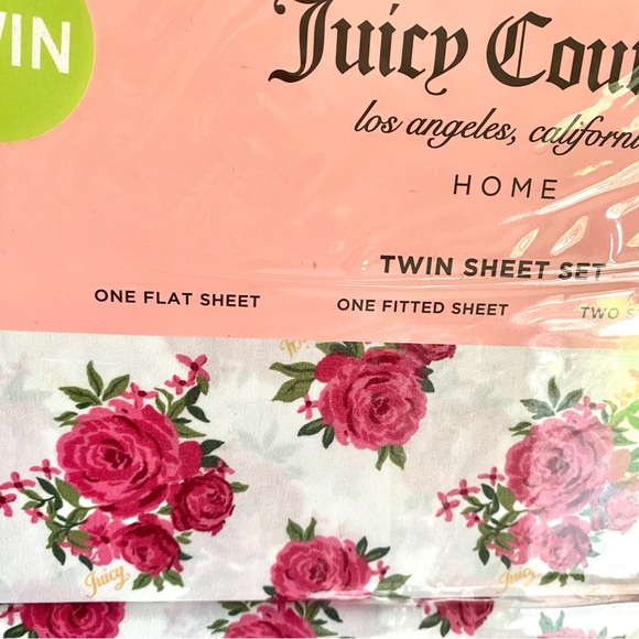 Juicy Couture 4pc Twin Sheet Set in Rose floral print  new in package - Picture 5 of 8